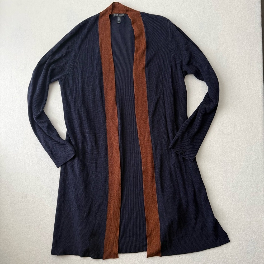 Eileen Fisher Navy Knit Cardigan Medium